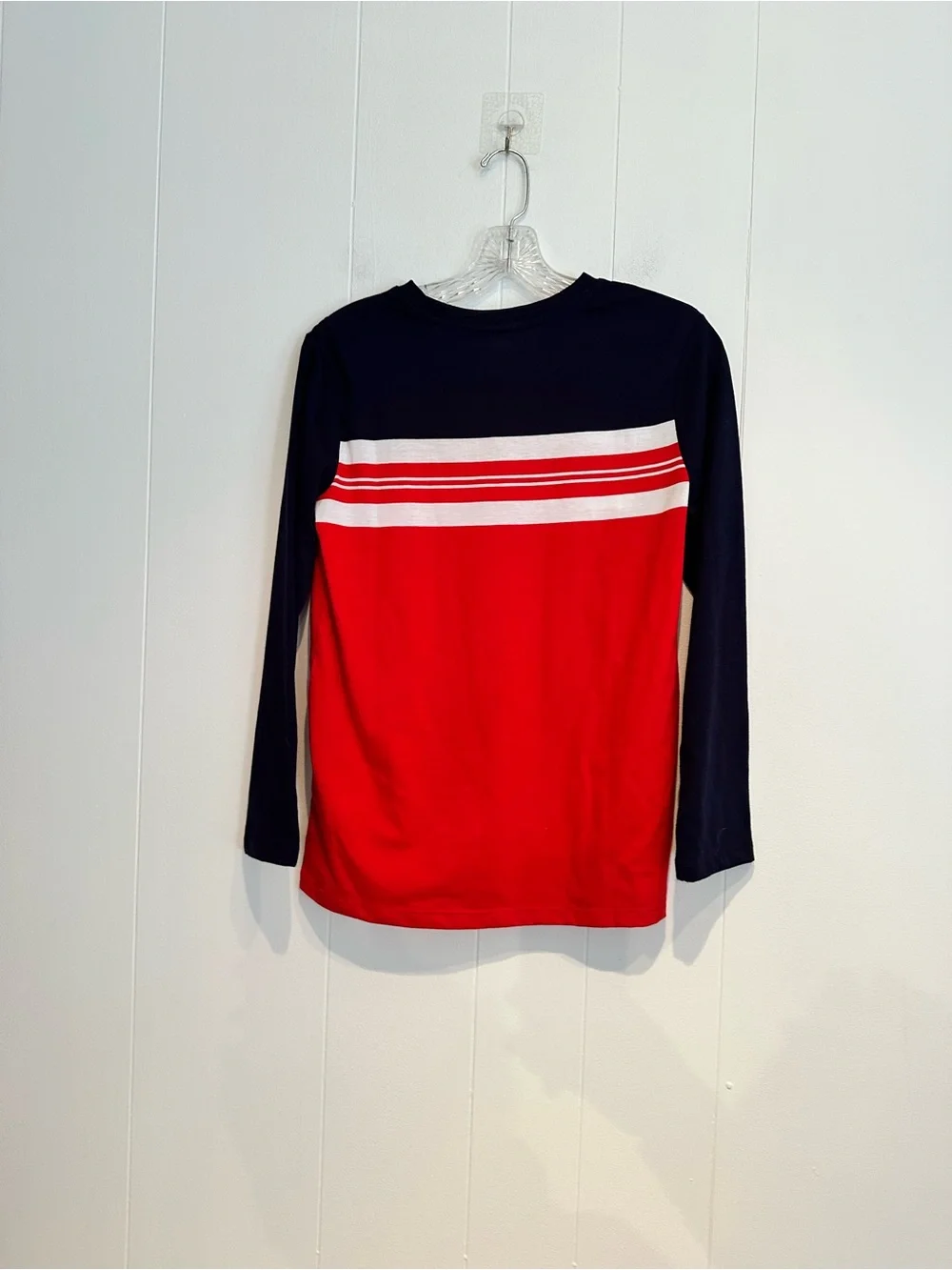 Old Navy Boys Colorblock Long Sleeve Tee Red Navy White XL 14-16 NWT